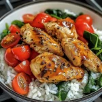 Honey Pepper Chicken Rice Bowl with Fresh Veggies