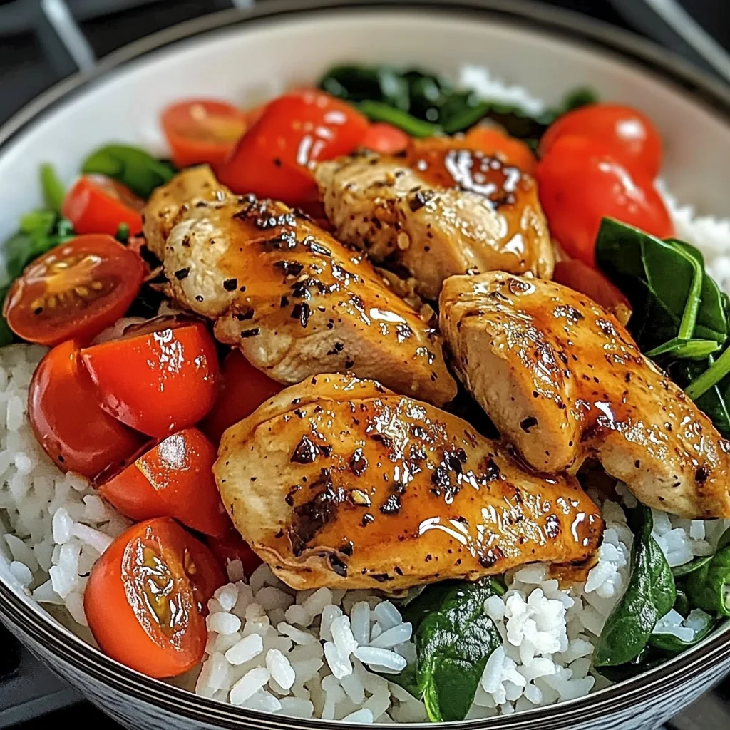 Honey Pepper Chicken Rice Bowl with Fresh Veggies