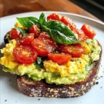 Avocado Toast with Scrambled Eggs and Tomatoes