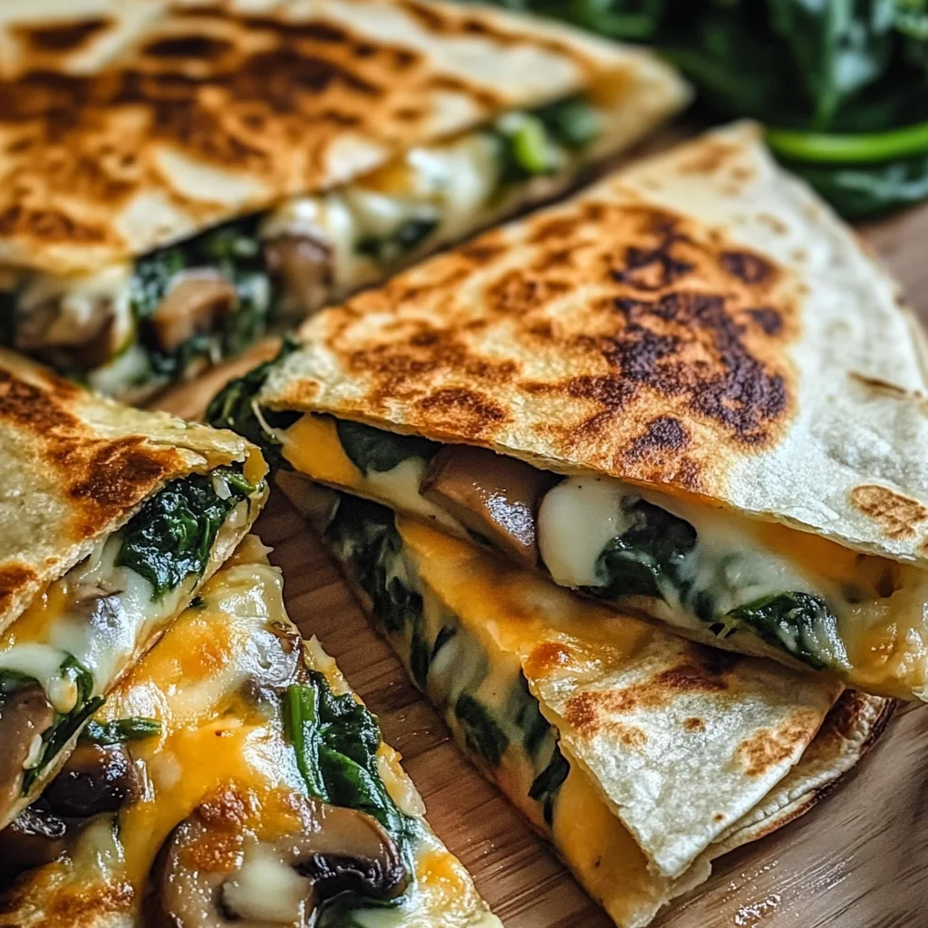 Baked Spinach Mushroom Quesadillas