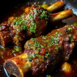 Braised Lamb Shanks in Red Wine and Herb Sauce
