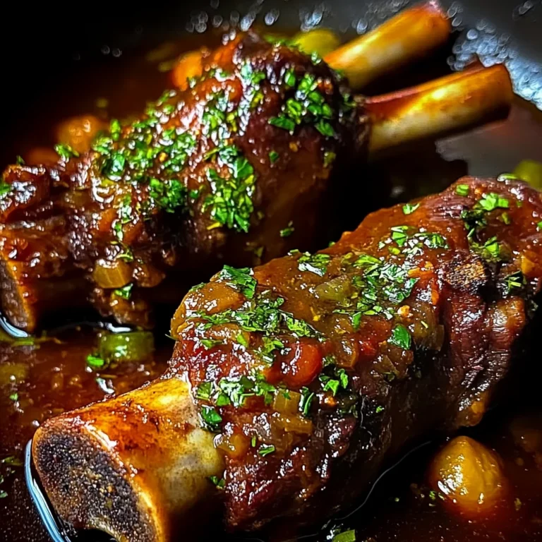 Braised Lamb Shanks in Red Wine and Herb Sauce