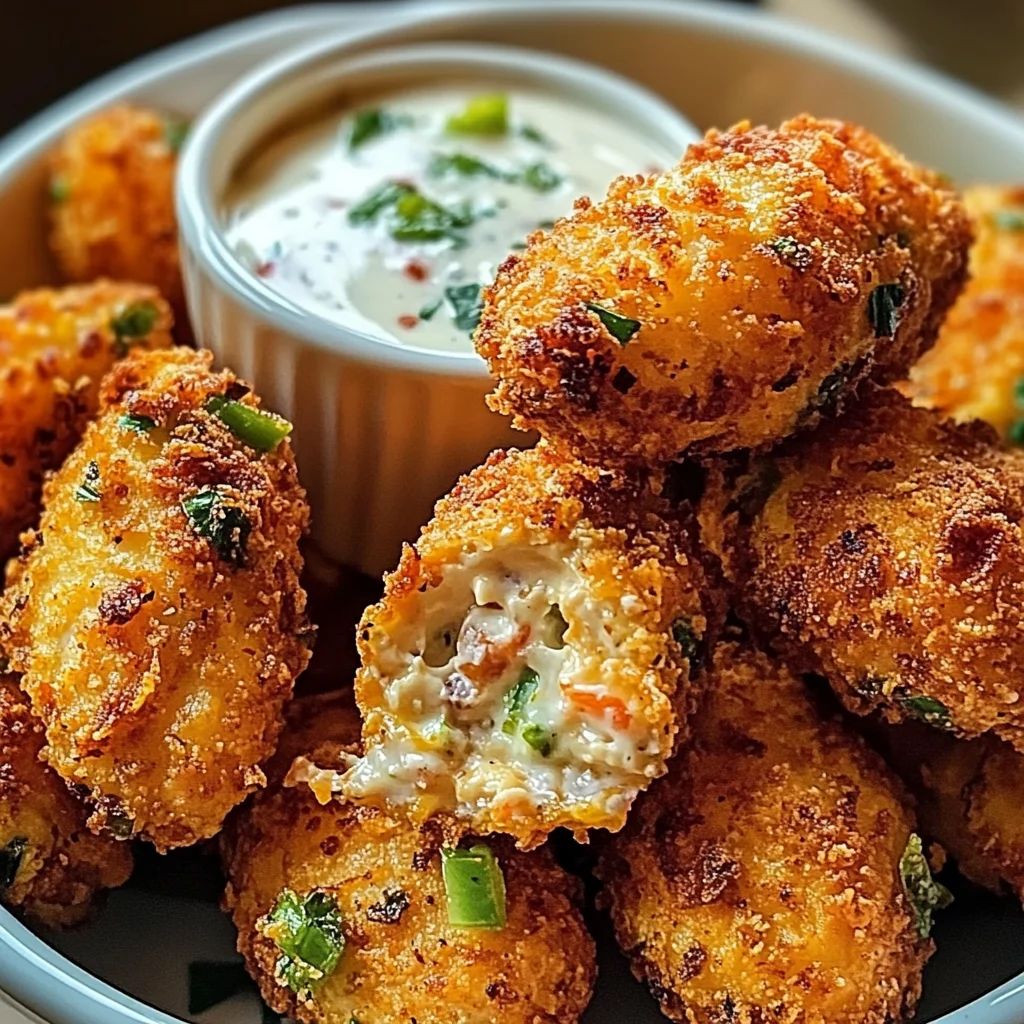 Cheesy Jalapeño Ranch Chicken Poppers with a Creamy Dip