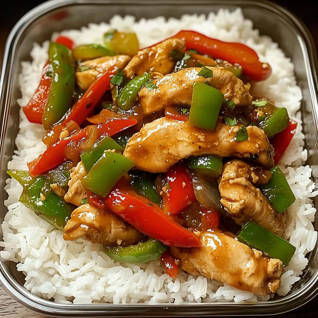 Chicken and Bell Pepper Stir-Fry with Rice