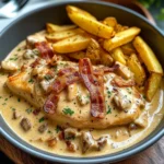 Creamy Chicken Bacon Stroganoff with Golden Fries