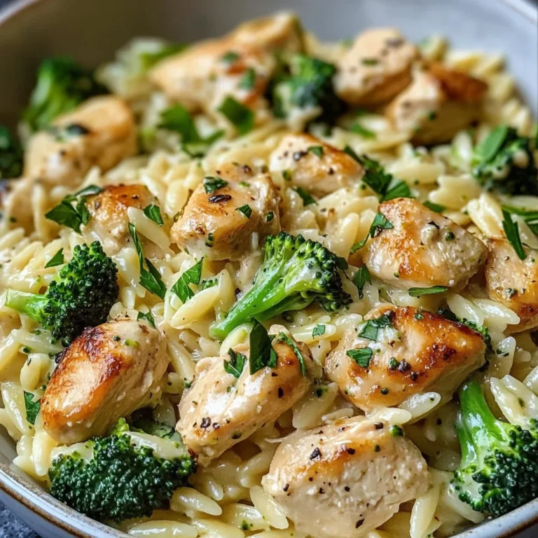 Creamy Chicken and Broccoli Orzo Bowl