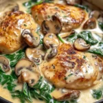 Creamy Chicken with Spinach and Mushrooms