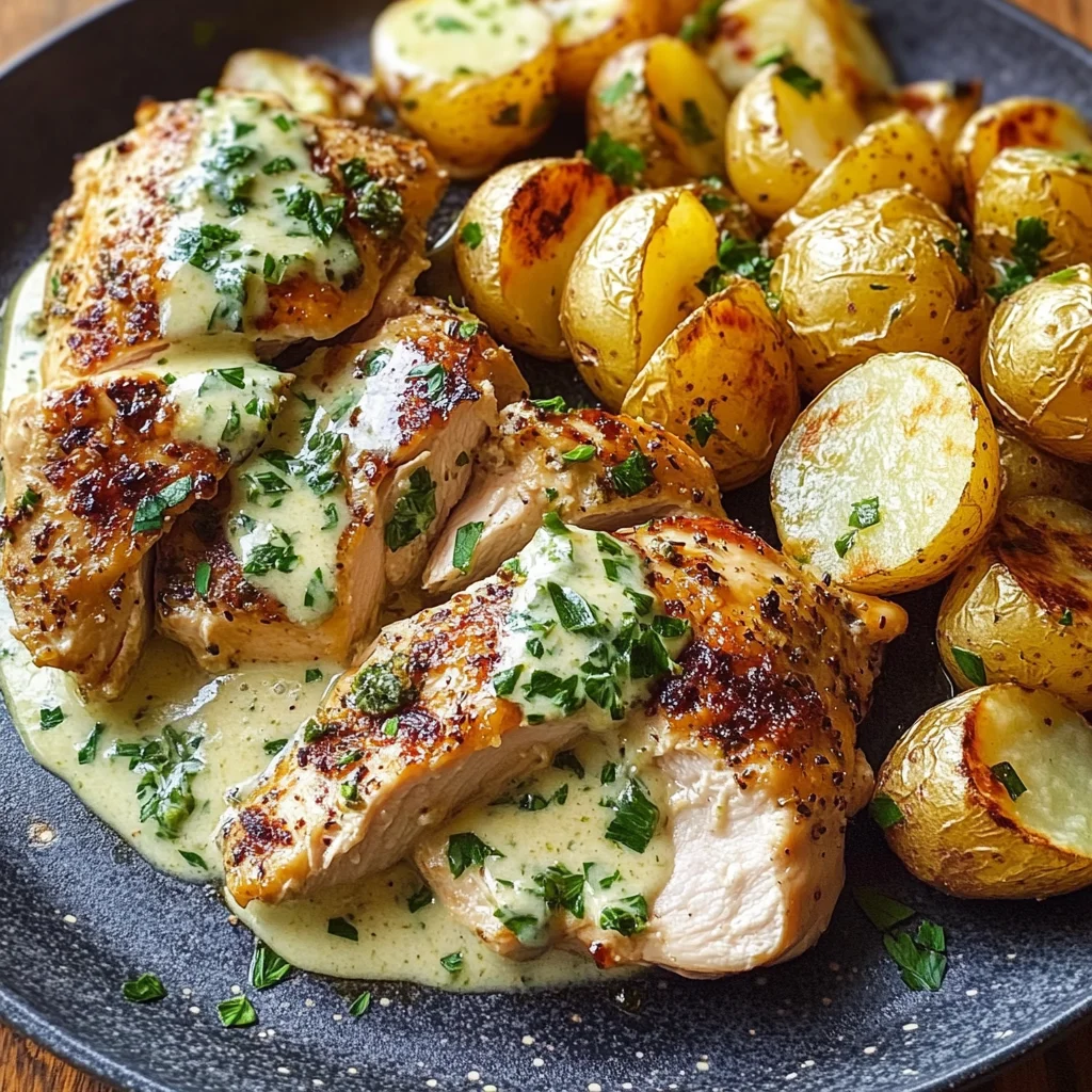 Creamy Garlic Herb Chicken with Golden Potatoes