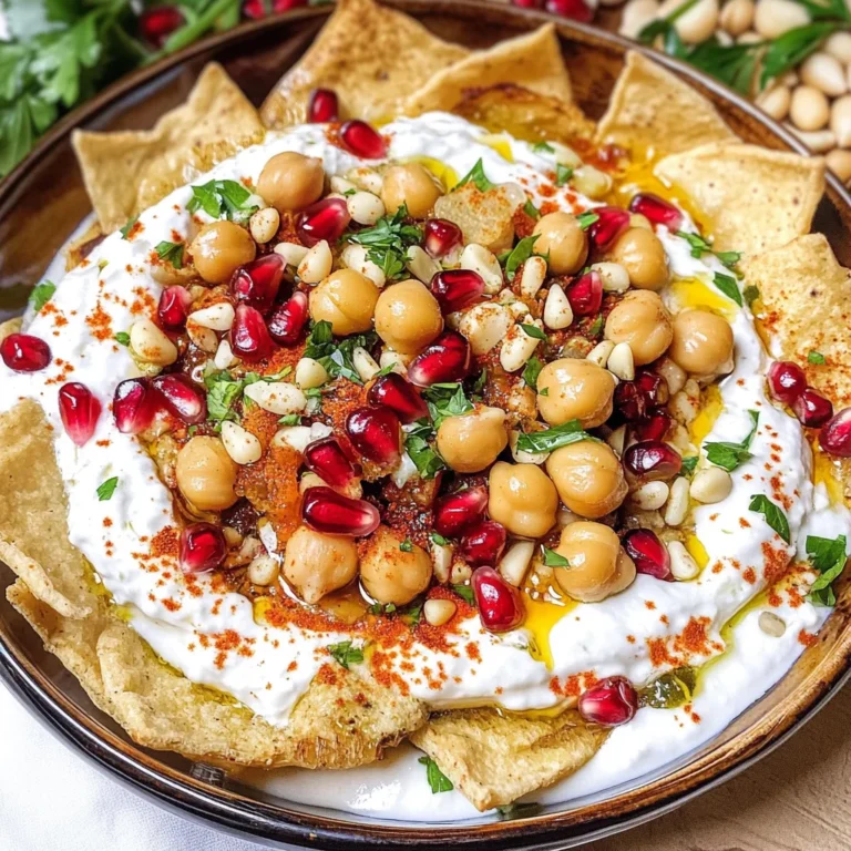 Fatteh (Pita, hummus, and yogurt)