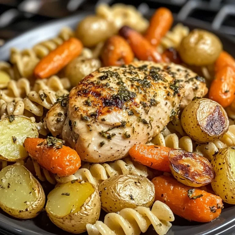 Garlic-Herb Chicken with Roasted Veggies & Creamy Rotini