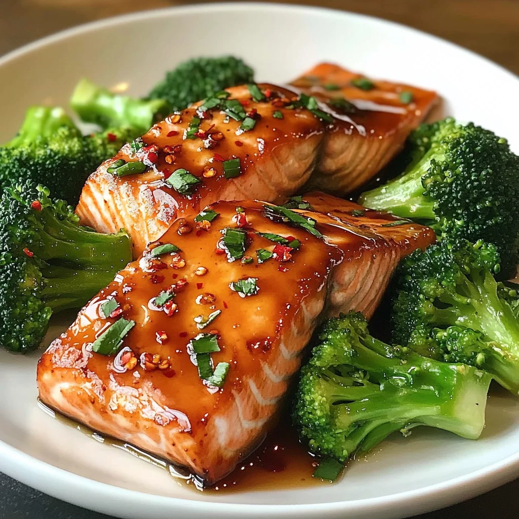 Honey Garlic Glazed Salmon with Steamed Broccoli