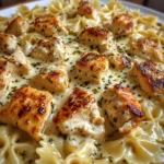 Mozzarella Garlic Butter Chicken Bowties in Cheesy Cream