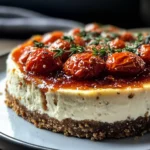 Savory Cheesecake with Roasted Tomato Jam & Parmesan Crust