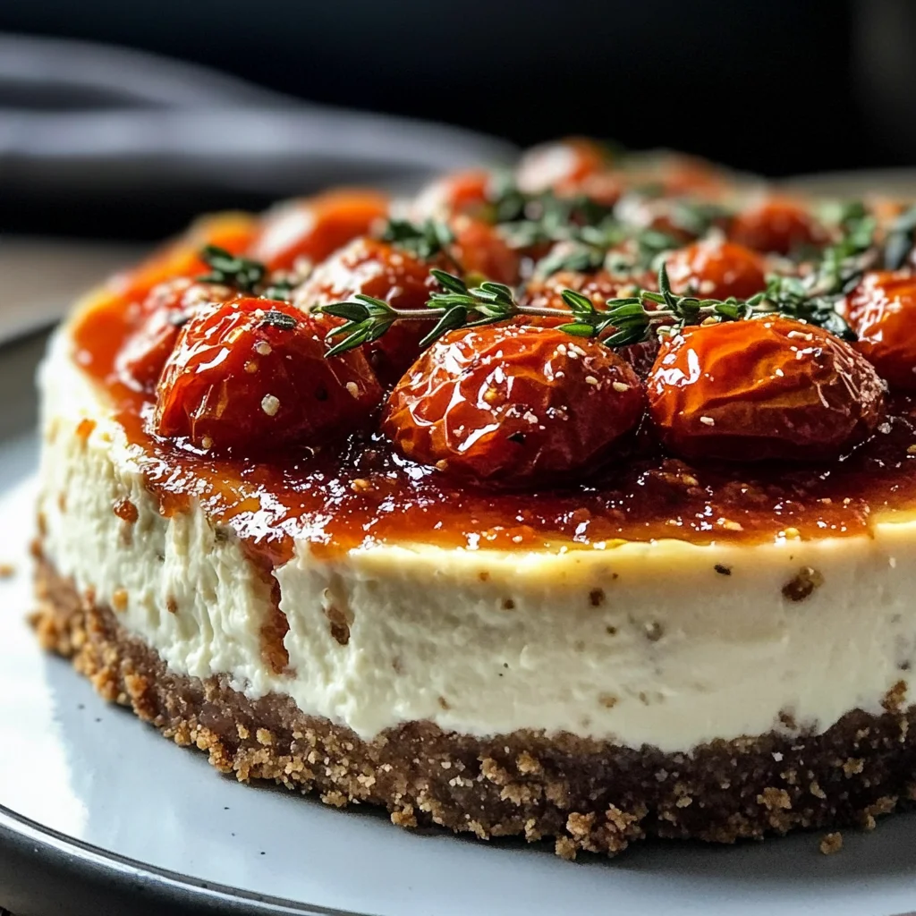 Savory Cheesecake with Roasted Tomato Jam & Parmesan Crust