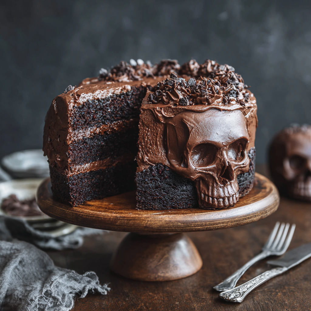 Vegan Chocolate Layer Skull Cake