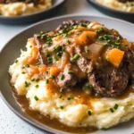Fall Apple Cider Stew over Mashed Potatoes