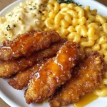 Hot Honey Chicken Tenders with Baked Mac and Cheese