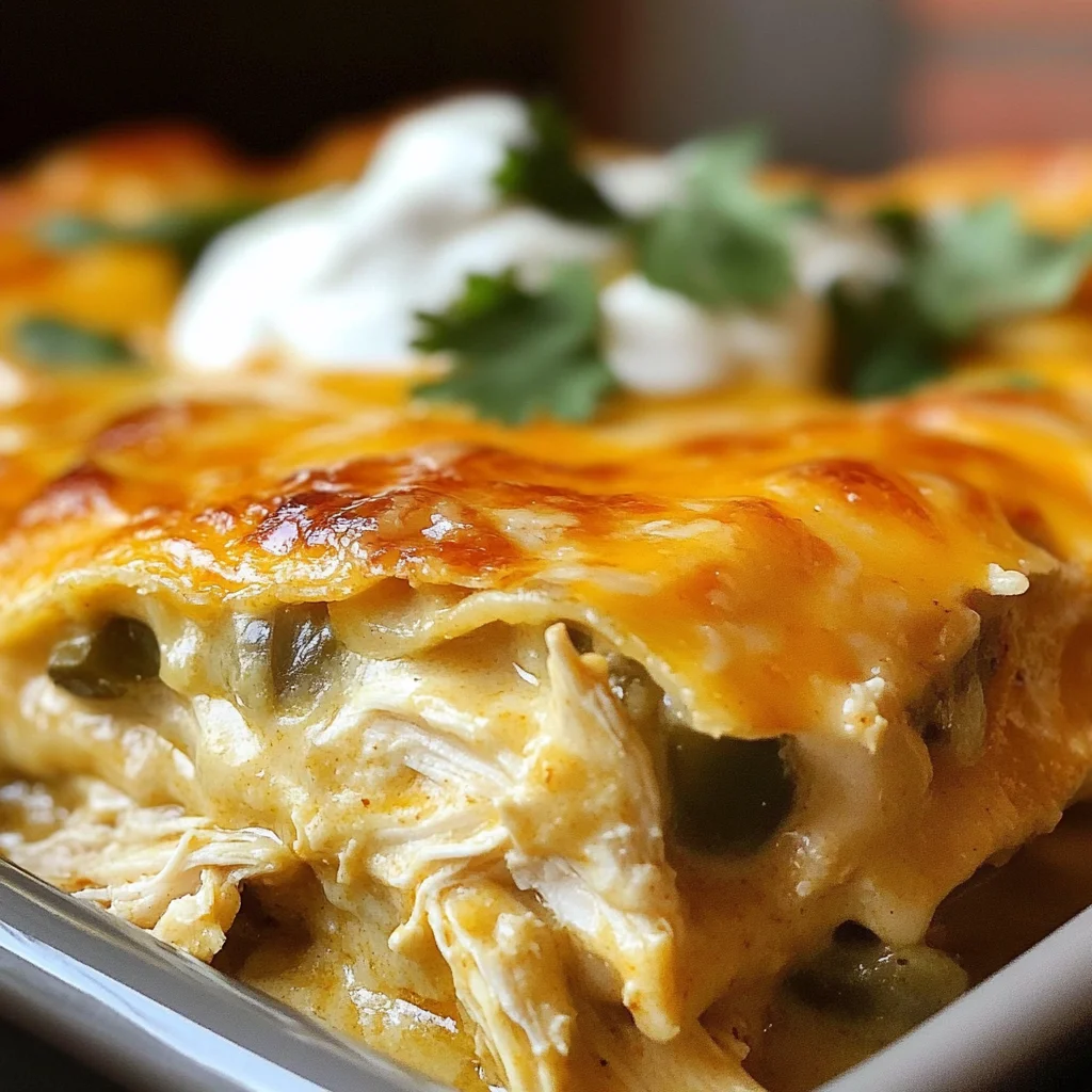 Quick and Easy Green Chile Chicken Enchilada Casserole