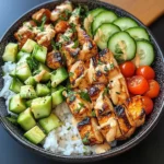 Spicy Grilled Chicken Bowl with Avocado & Cucumber Crunch