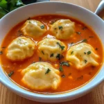 Tomato Soup with Cheese Dumplings