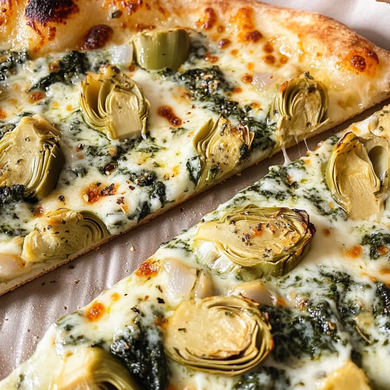 artichoke pizza with spinach parmesan cream sauce