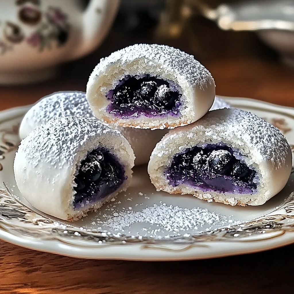 Blueberry-Filled Almond Snowball Cookies