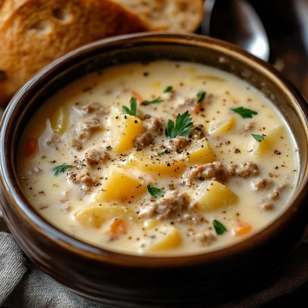 Wisconsin-Style Crockpot Creamy Potato & chicken hamburger Soup