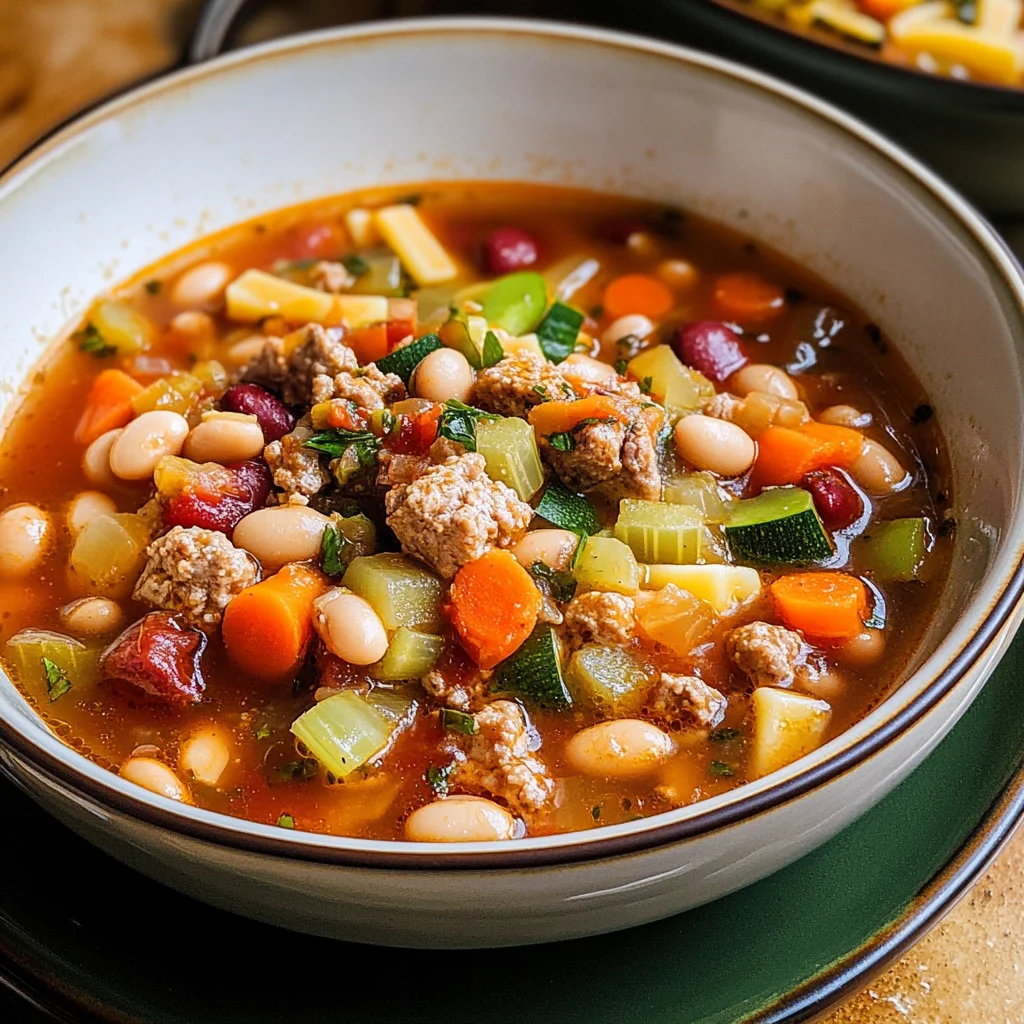 High Protein Minestrone Soup With Italian Sausage