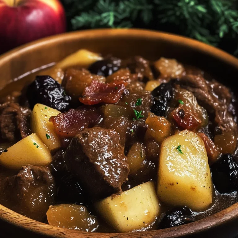 beef Stew with Turkey Bacon, Apples, and Prunes
