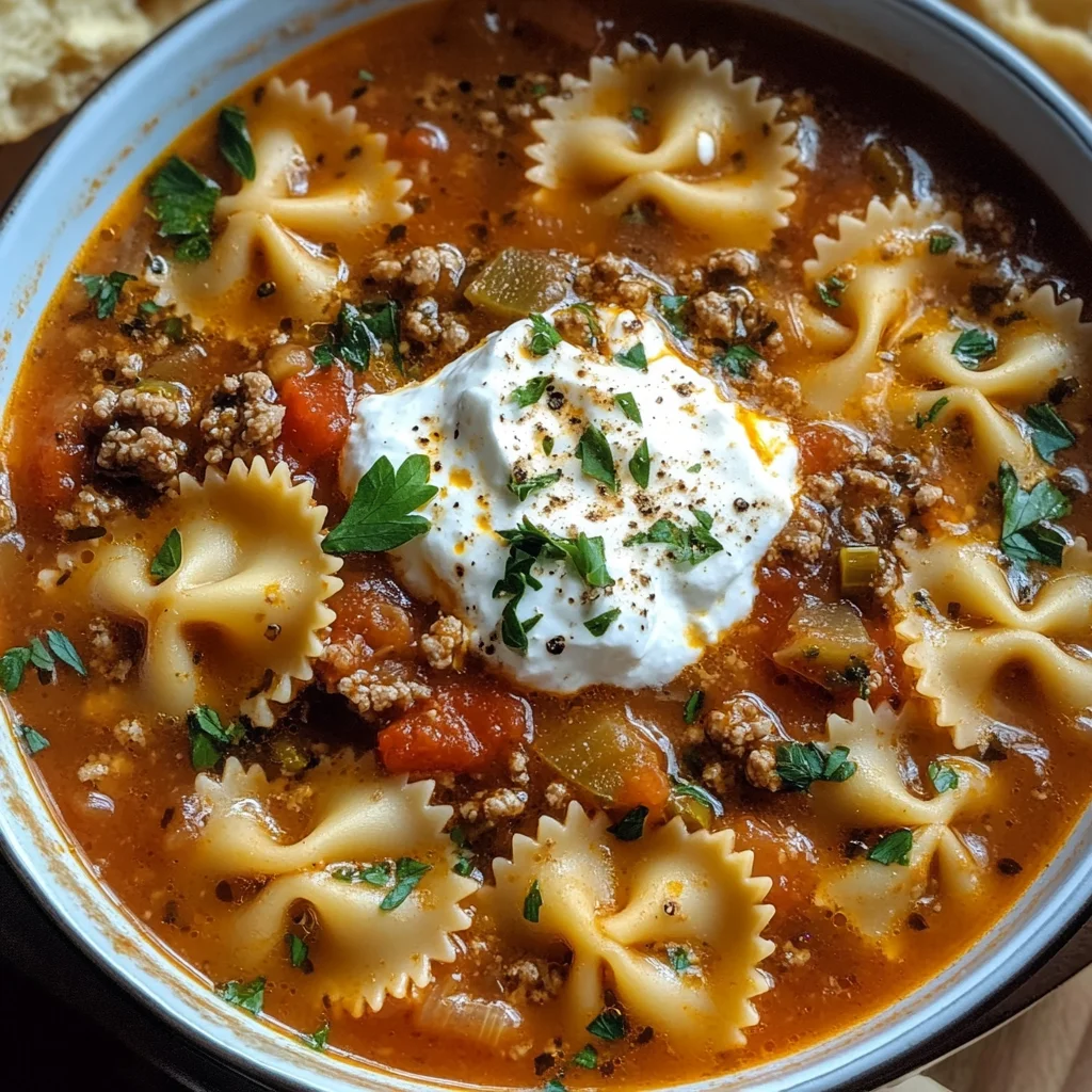 Cozy Lasagna Soup with Bow Tie Pasta for the Soul