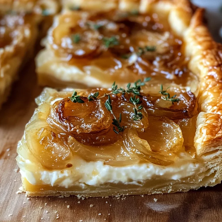 Golden Caramelized Onion & Gruyère Puff Pastry Tart is delightful!