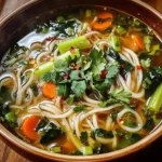 Healing Ginger Garlic Broth with Rice Noodles