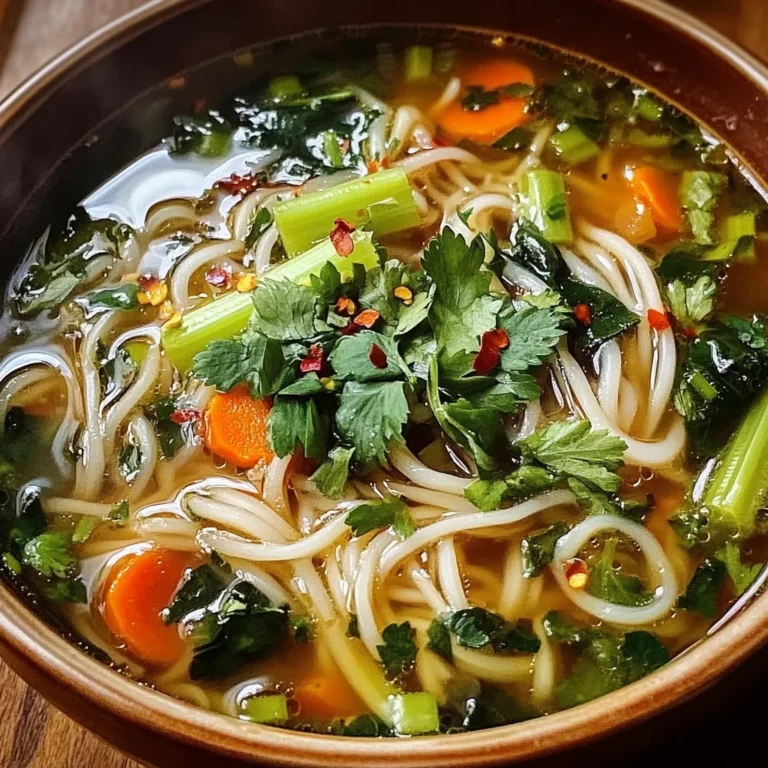 Healing Ginger Garlic Broth with Rice Noodles