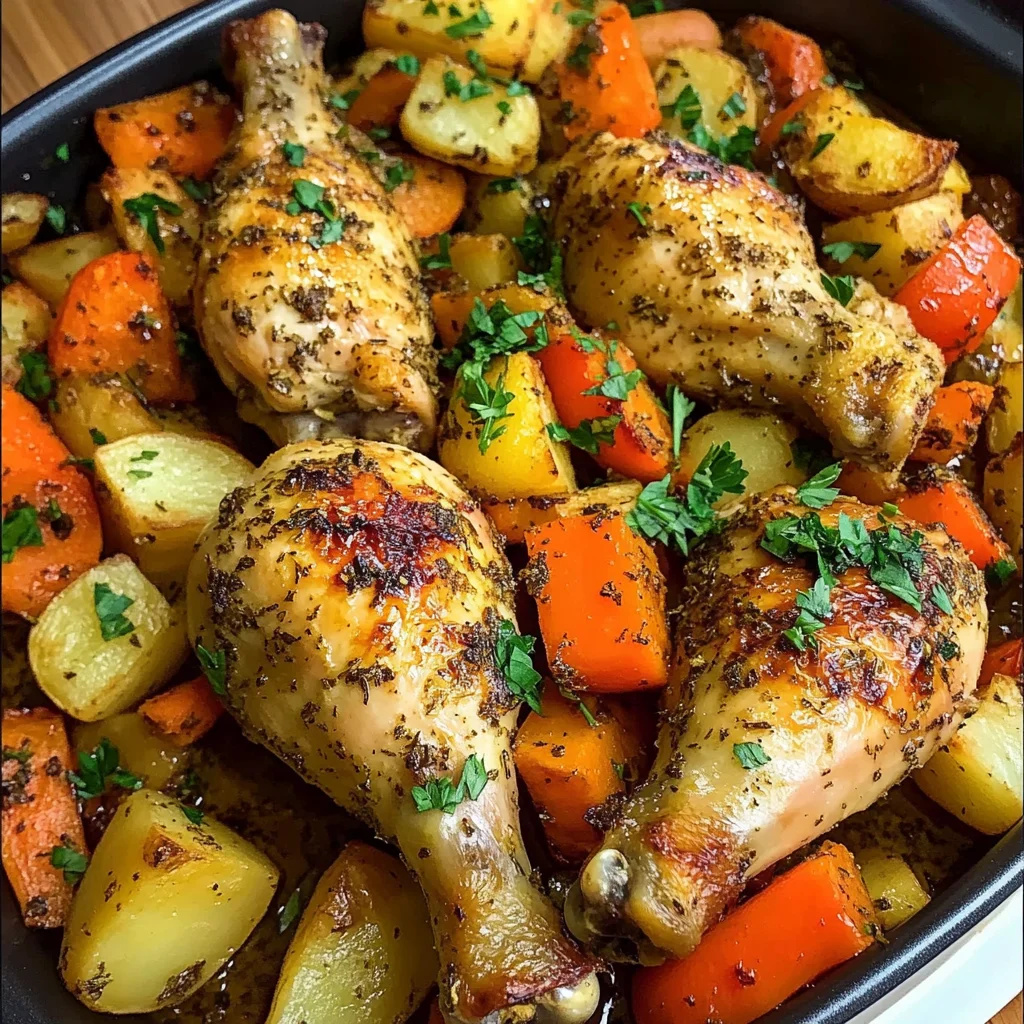 Herb Roasted Chicken Drumsticks with Veggies