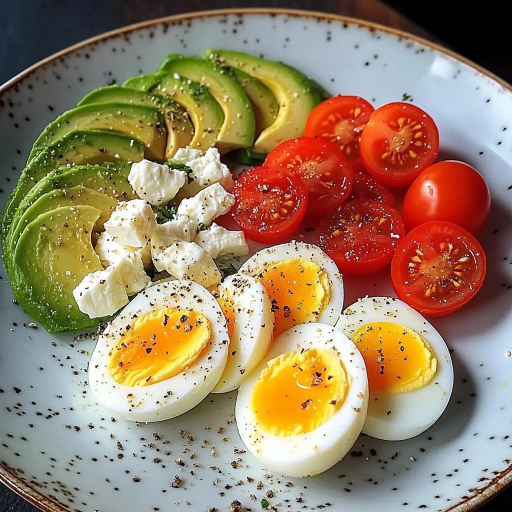 Mediterranean Breakfast Plate with Eggs, Feta & Avocado