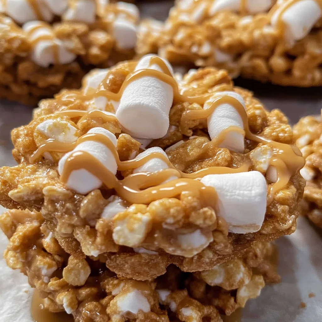 No bake peanut butter Cornflake cookies with marshmallows