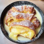 Lemon and custard croissant pudding