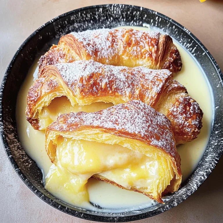 Lemon and custard croissant pudding