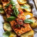 Parchment Baked Roasted Red Pepper Salmon