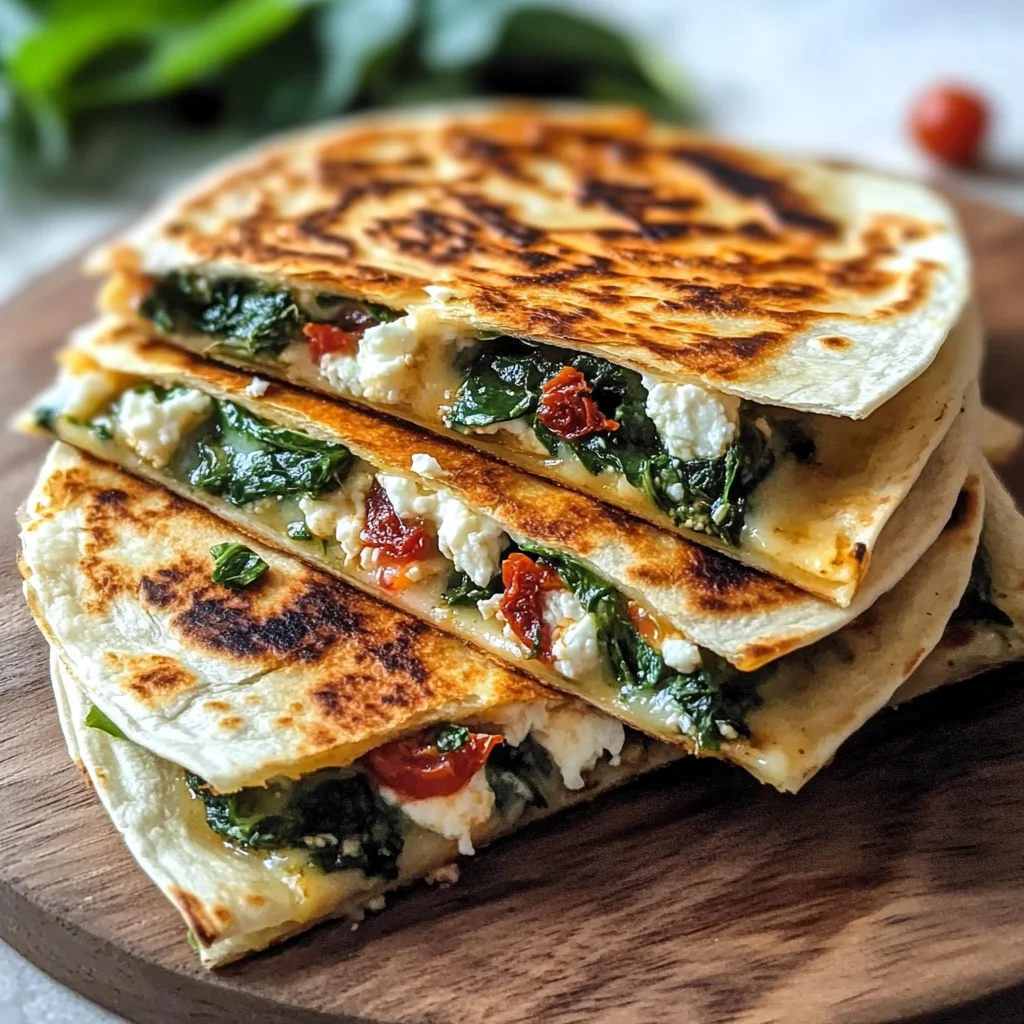 Quick Mediterranean Quesadilla Recipe: Spinach, Feta, Mozzarella