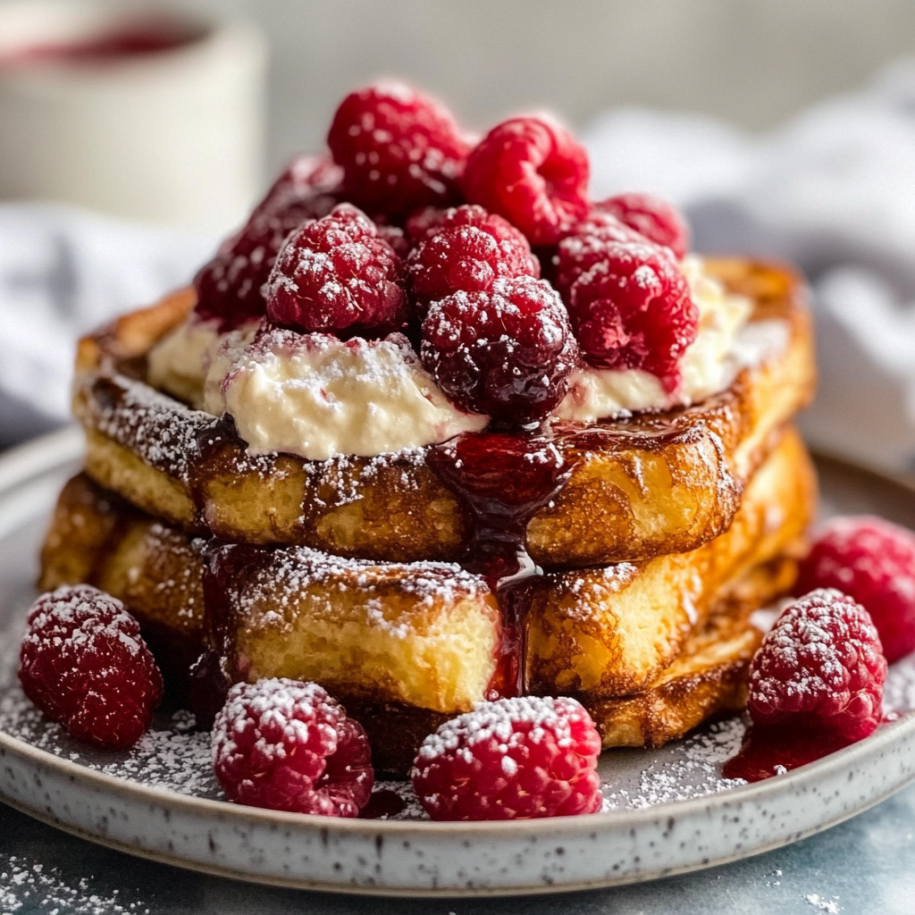 Brioche French Toast with Creamy Raspberry Cheesecake
