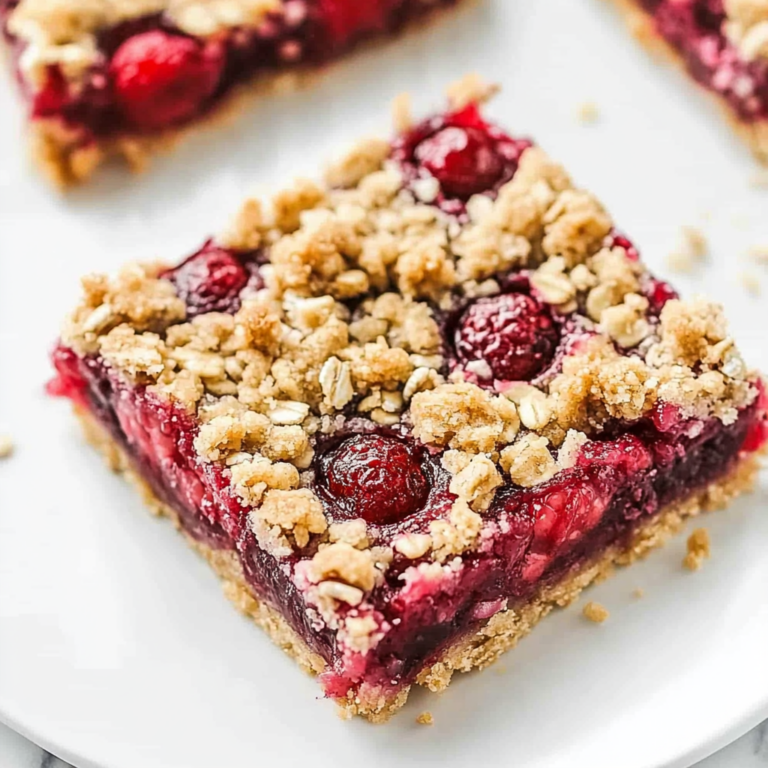 Raspberry Bars with Oatmeal Crumble Topping