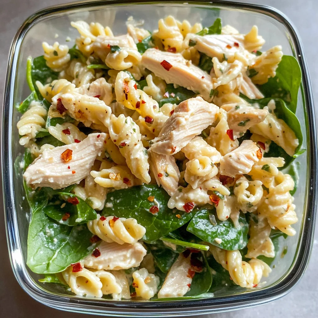 Cold Chicken Spinach Pasta Salad