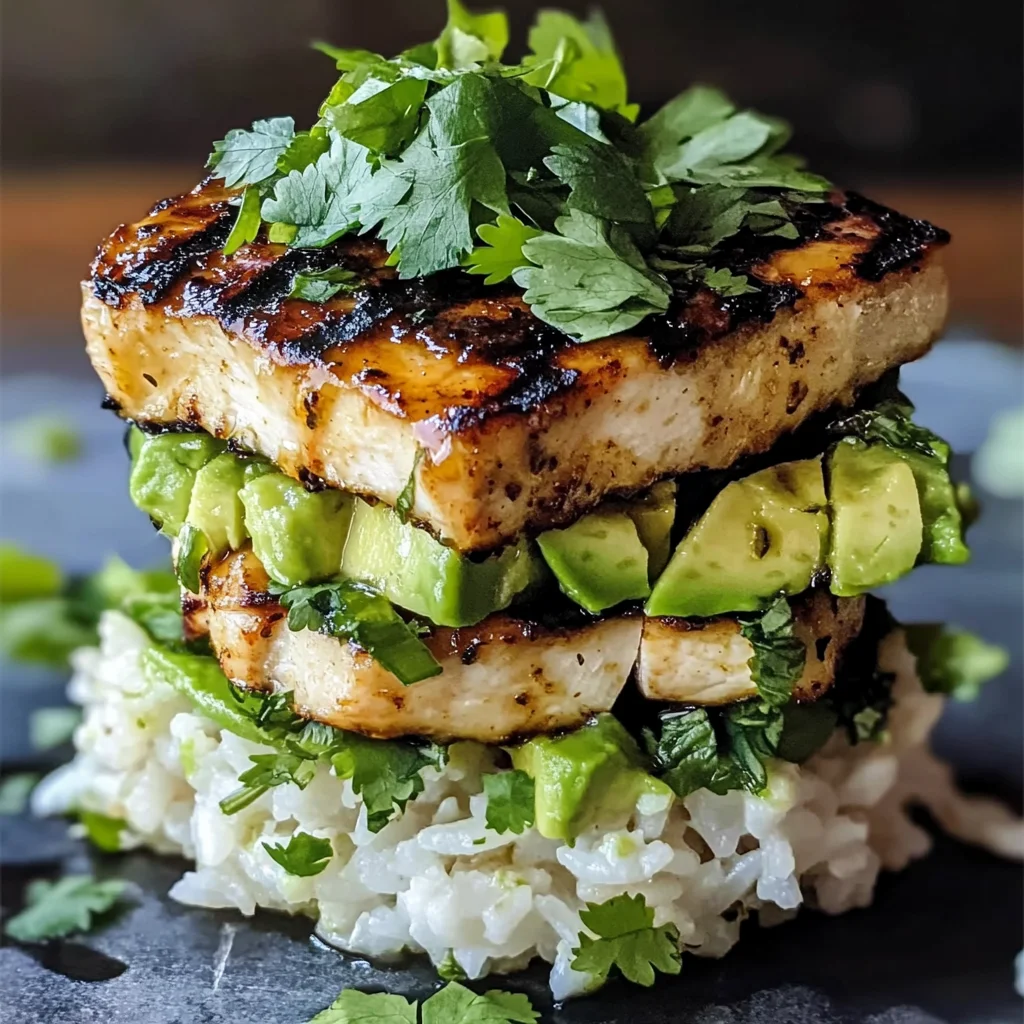 Delicious Honey Lime Chicken & Avocado Rice Stack Recipe