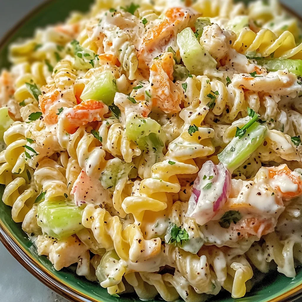 Homemade Crab Pasta Salad with Ranch Dressing - thegirlskitchen