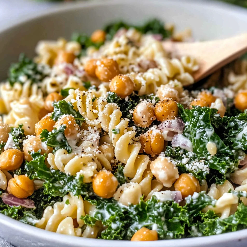 Kale Caesar Pasta Salad