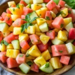 Melon Fruit Salad with Honey, Lime and Mint Dressing