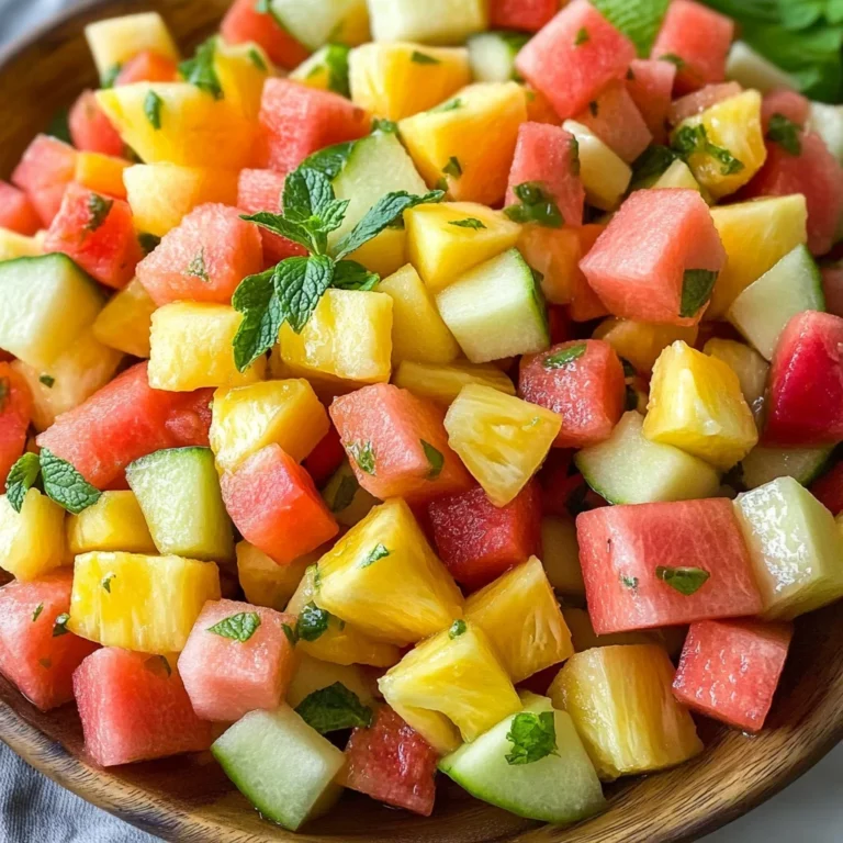 Melon Fruit Salad with Honey, Lime and Mint Dressing