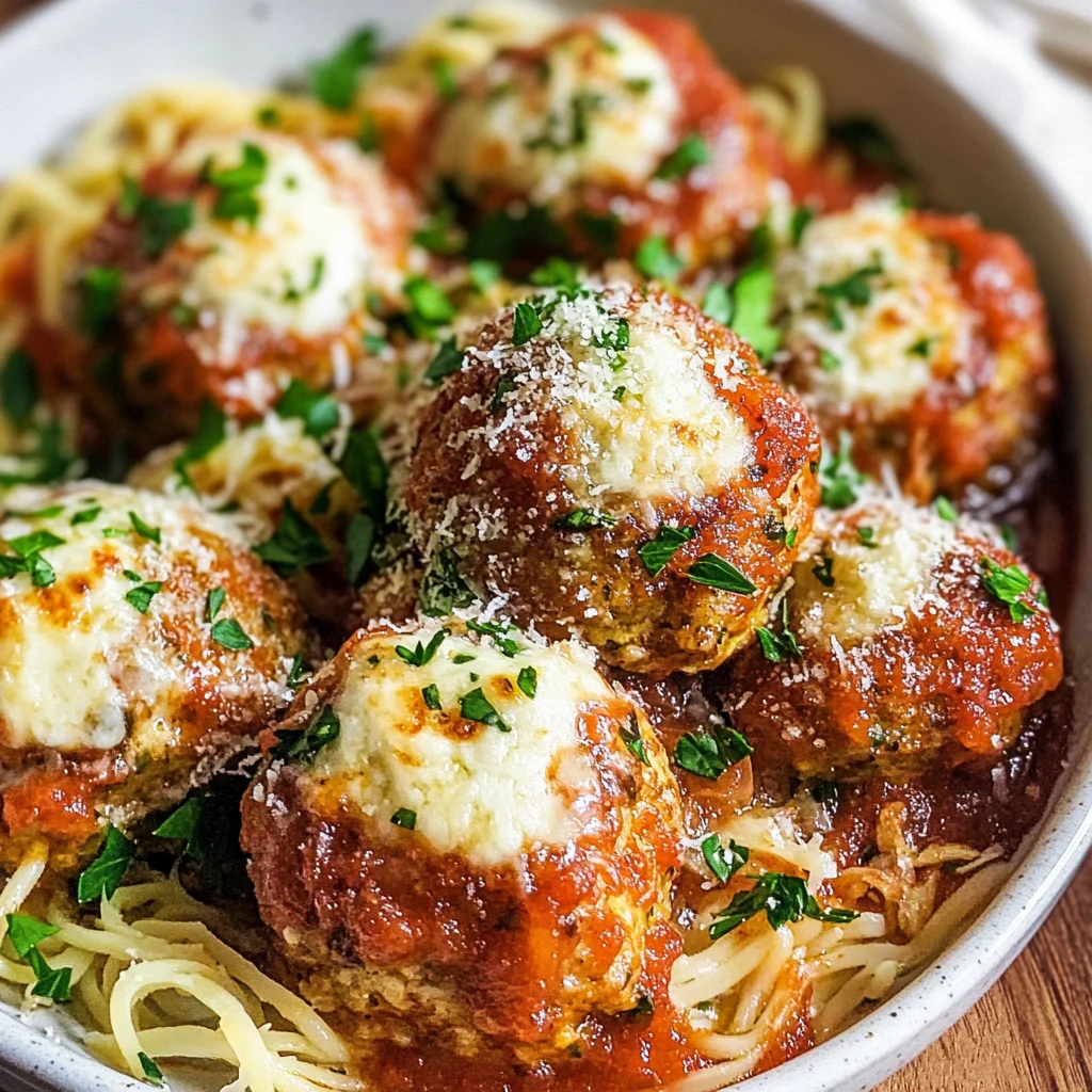 Mozzarella Stuffed Italian Chicken Meatballs