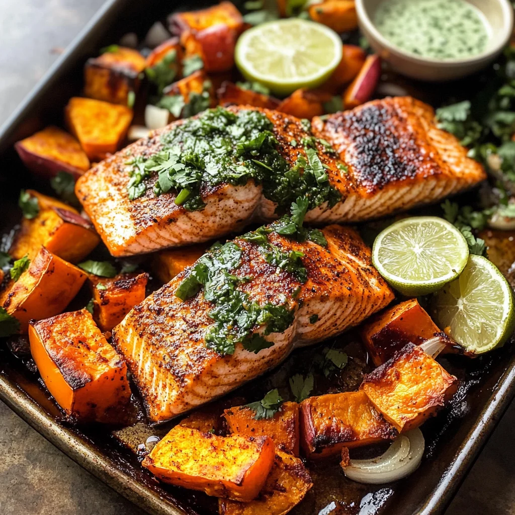 Sheet Pan Chipotle Salmon with Cilantro Lime Special Sauce